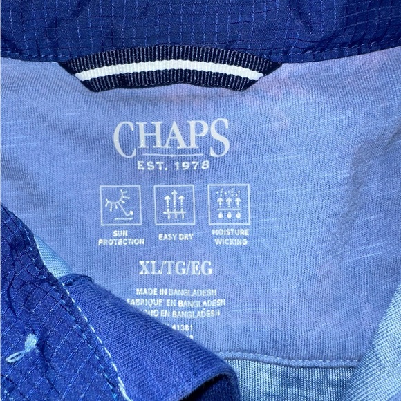Chaps Polo Shirt • Mens XL • Navy Baby Blue •Two Tone Preppy Casual Cotton - Picture 6 of 6